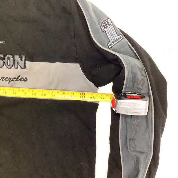 Harley Davidson Embroidered Mens 2XL Pullover Long Sleeve Shirt Black Gray - Picture 9 of 10